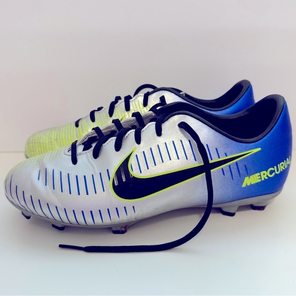 Nike - MercurialX Vortex Iii NJR FG Junior/Youth - Blue & Silver Athletic Cleats - Picture 7 of 12